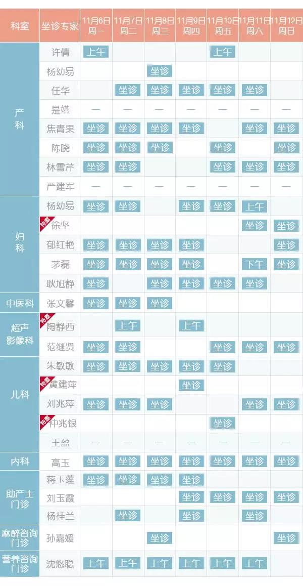 【详情点击】本周百佳专家坐诊表来啦~
